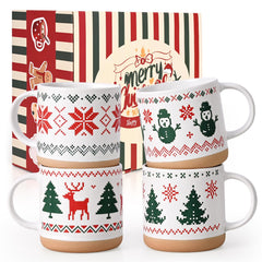 YHRJWN ensemble de 4 mugs devant, apporte ambiance festive instantanée