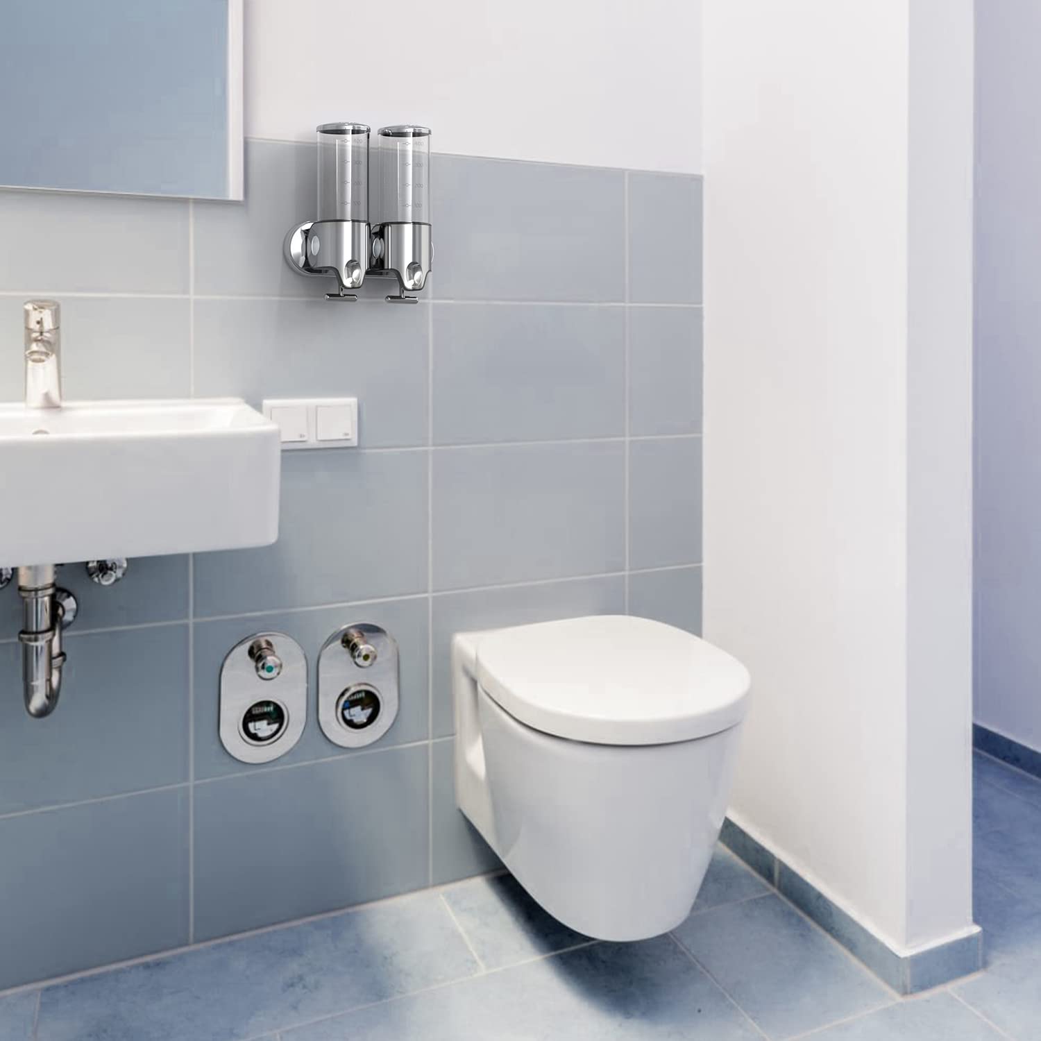 YIAOZ distributeur en usage sous la douche pour routine simplifiée
