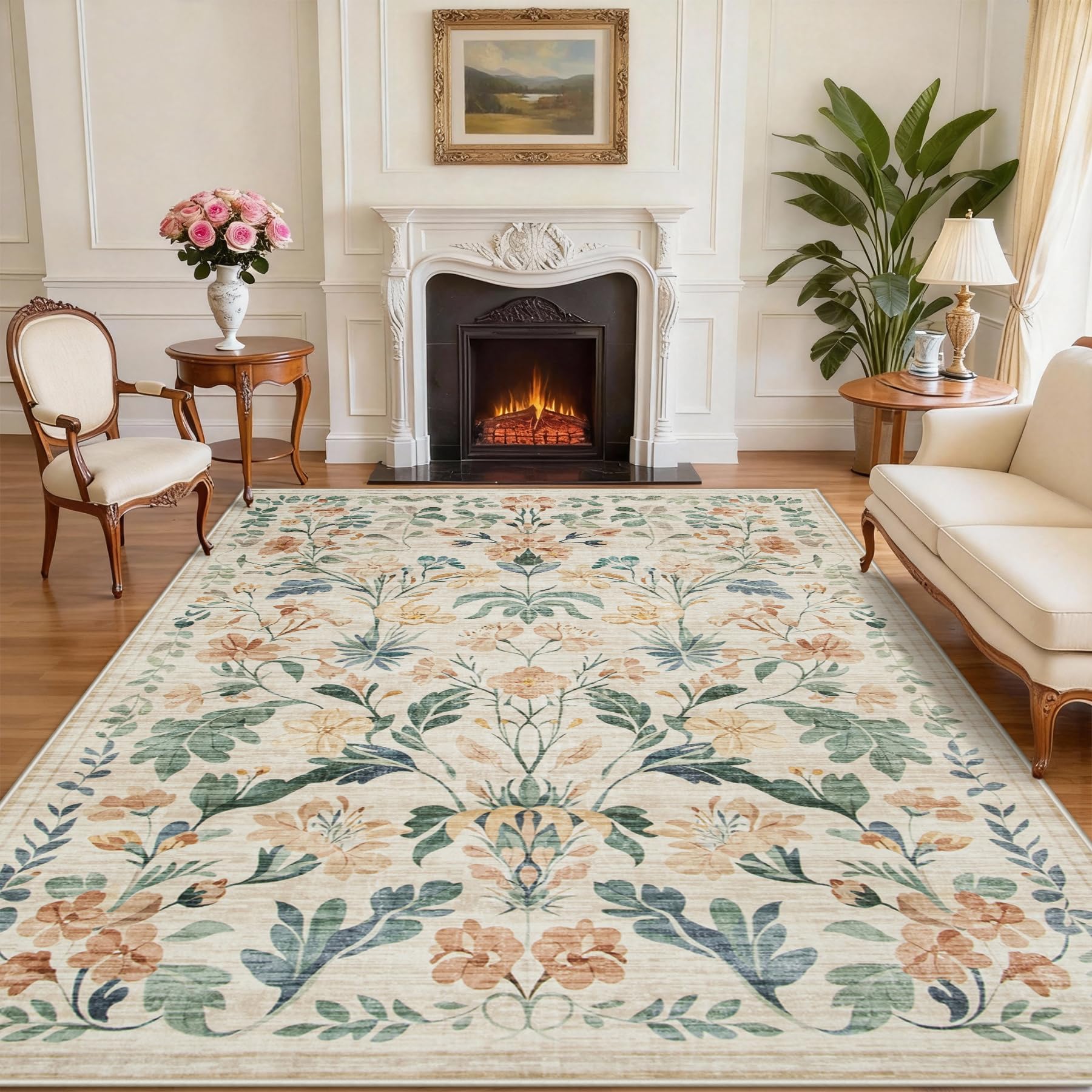 Yidanamy visage avant du tapis boho floral montrant motif et harmonie décorative
