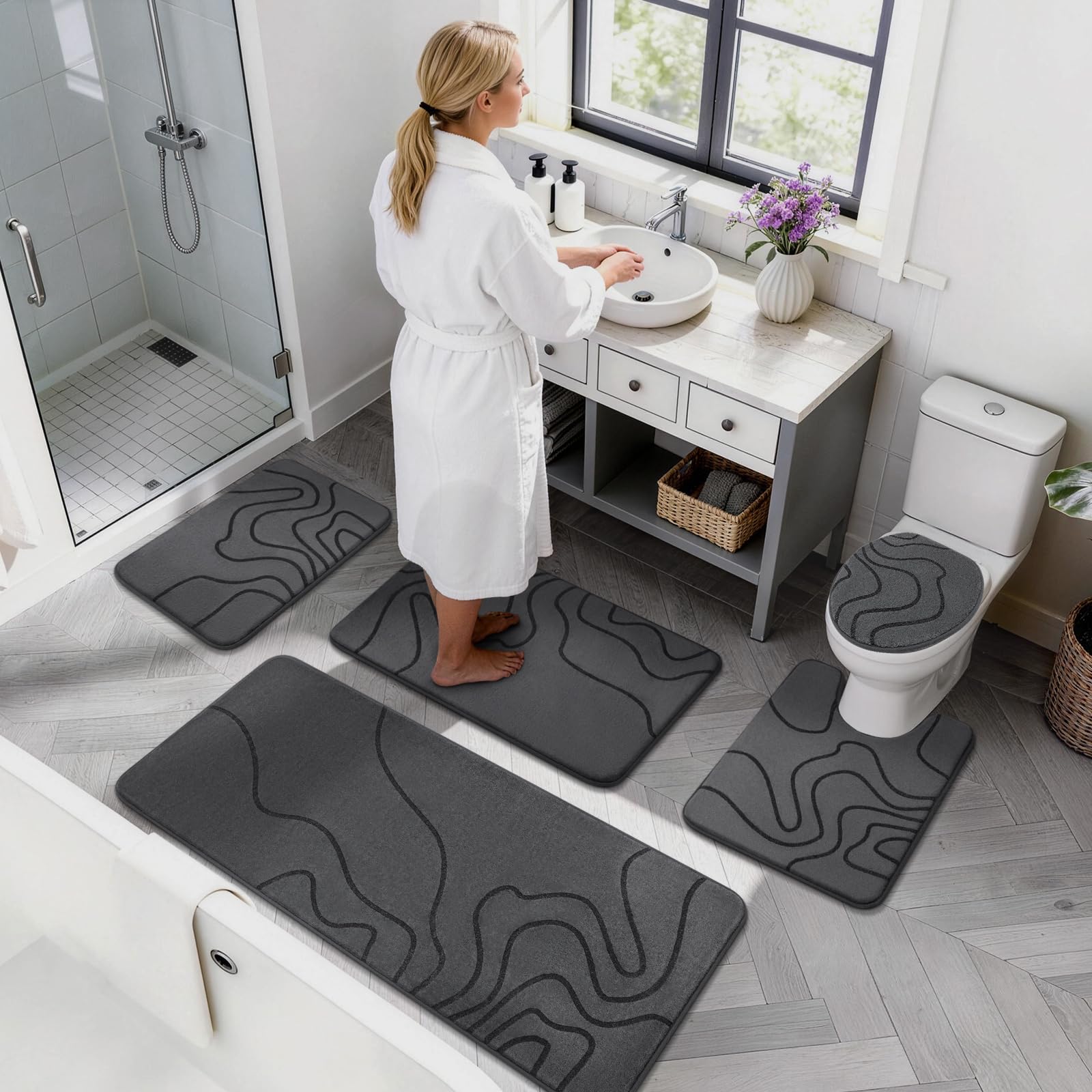 YIHOUSE motif lignes fluides ajoutant style élégant