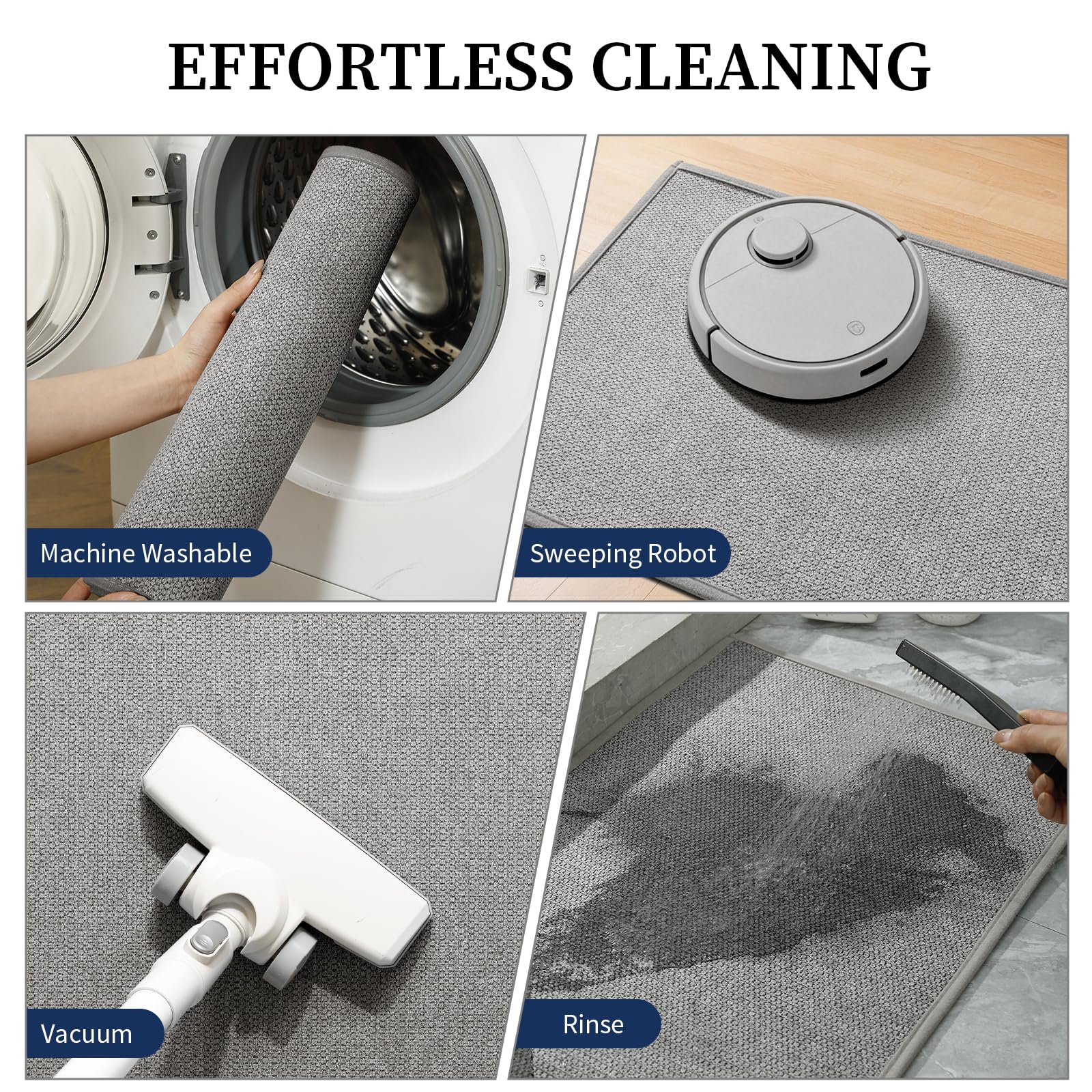 YIHOUSE tapis prêt pour lavage en machine, entretien facile