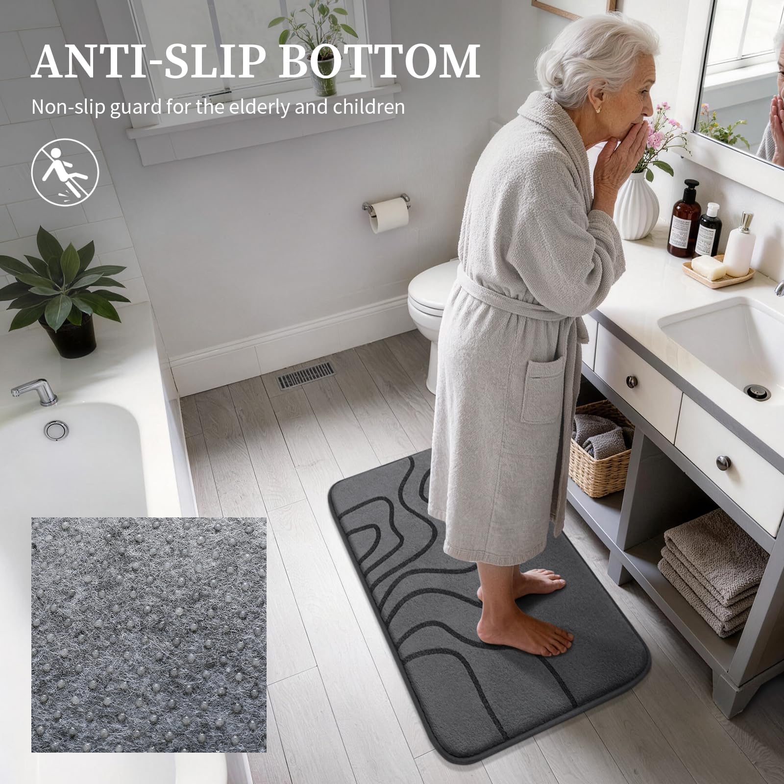 YIHOUSE tapis placé devant douche gardant sol sec
