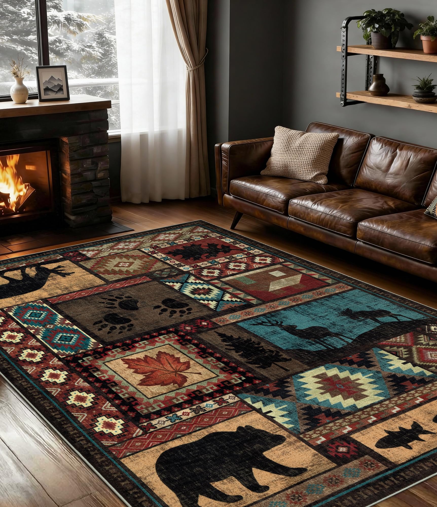 YIHOUSE tapis face avant avec motif rustique, apporte chaleur décorative