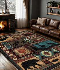 YIHOUSE tapis face avant avec motif rustique, apporte chaleur décorative