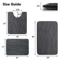 YIHOUSE tapis long devant douche gris foncé sécurité et séchage rapide