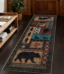 YIHOUSE tapis runner face avant montrant le motif cabane et l'accueil chaleureux