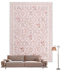 YIHOUSE tapis vue de face montrant motif floral et harmonie décorative