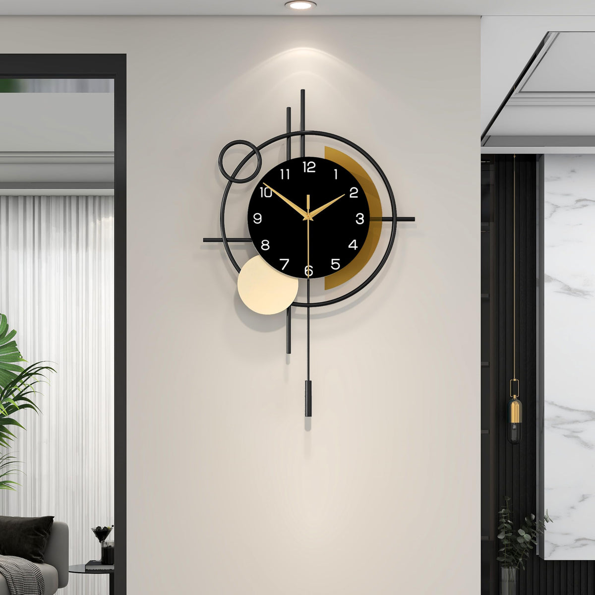 YIJIDECOR horloge murale face montrant design géométrique et impact visuel