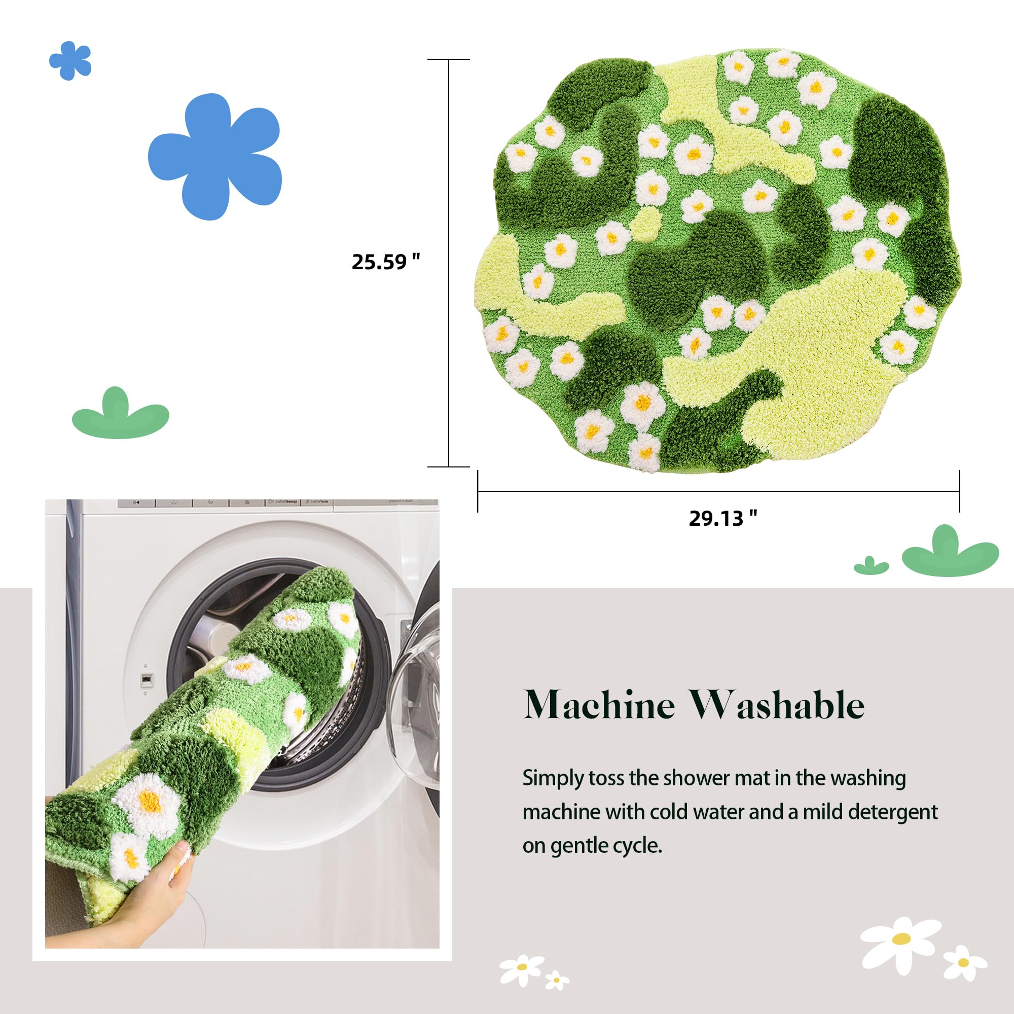 YIKUSH tapis montré à l’échelle 29x26 pouces pour visualiser dimensions pratiques