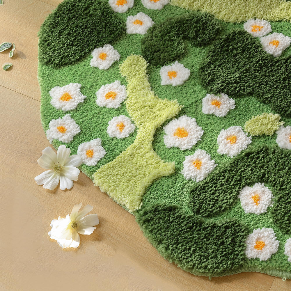 YIKUSH gros plan fleurs blanches en microfibre montrant douceur et absorption