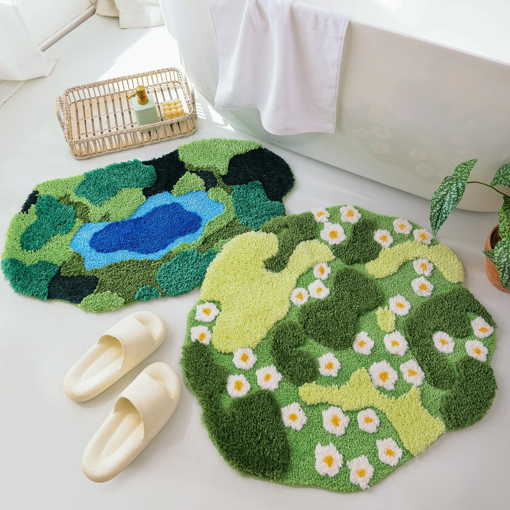 YIKUSH tapis plié avant lavage, montre facilité d’entretien en machine