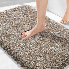 Yimobra vue avant du tapis montrant couleur marron et blanc et esthétique confortable