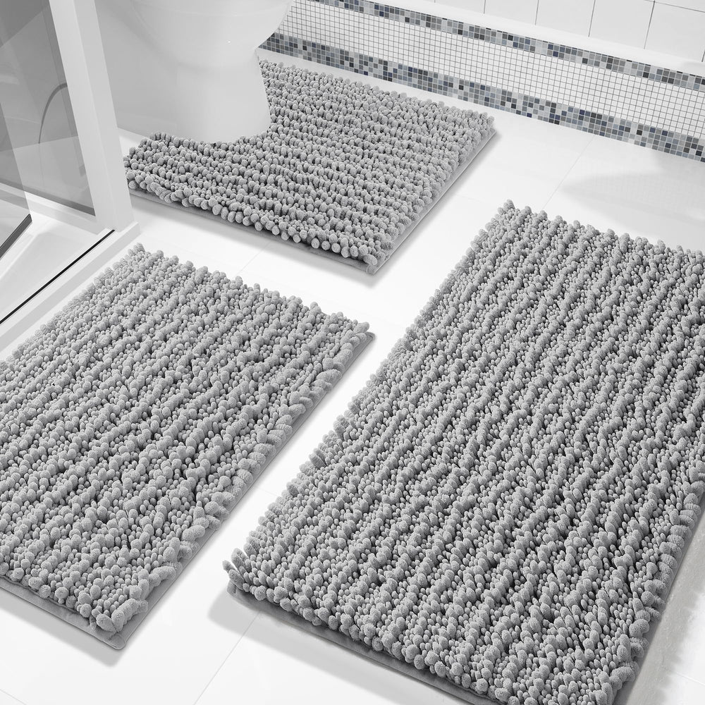 Yimobra tapis avant présentation gris montrant une absorption efficace