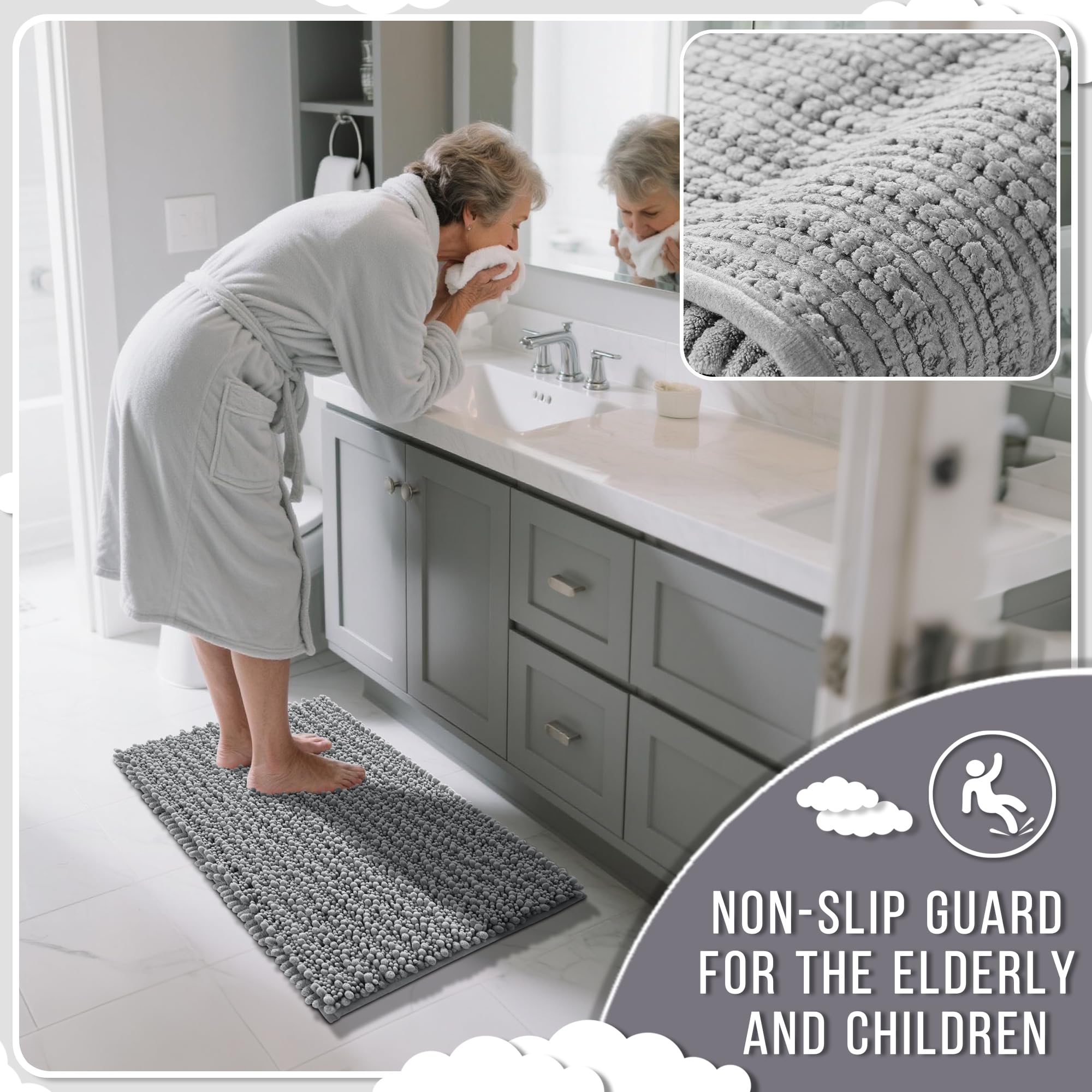 Yimobra tapis plié prêt pour machine illustrant entretien facile