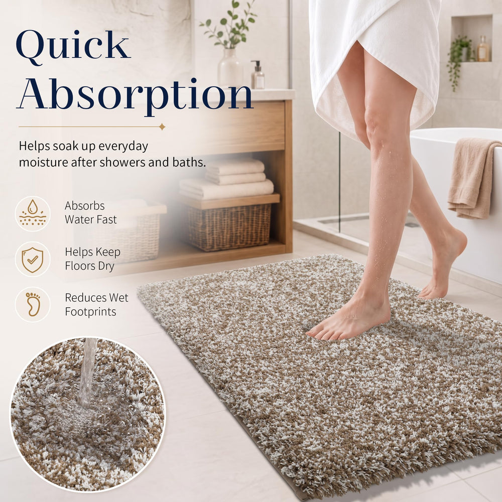 Yimobra tapis devant douche en usage démontrant séchage rapide et confort