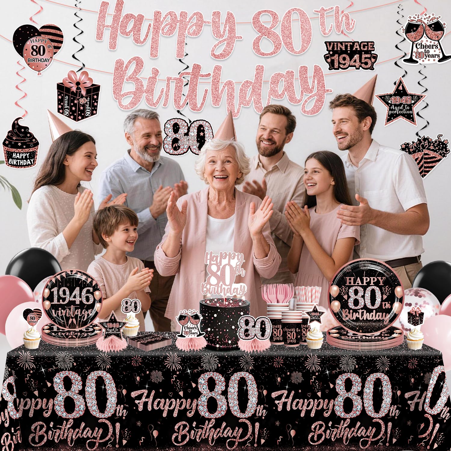 Yingoto mise en scène fête 80 ans scène conviviale prête à l'emploi