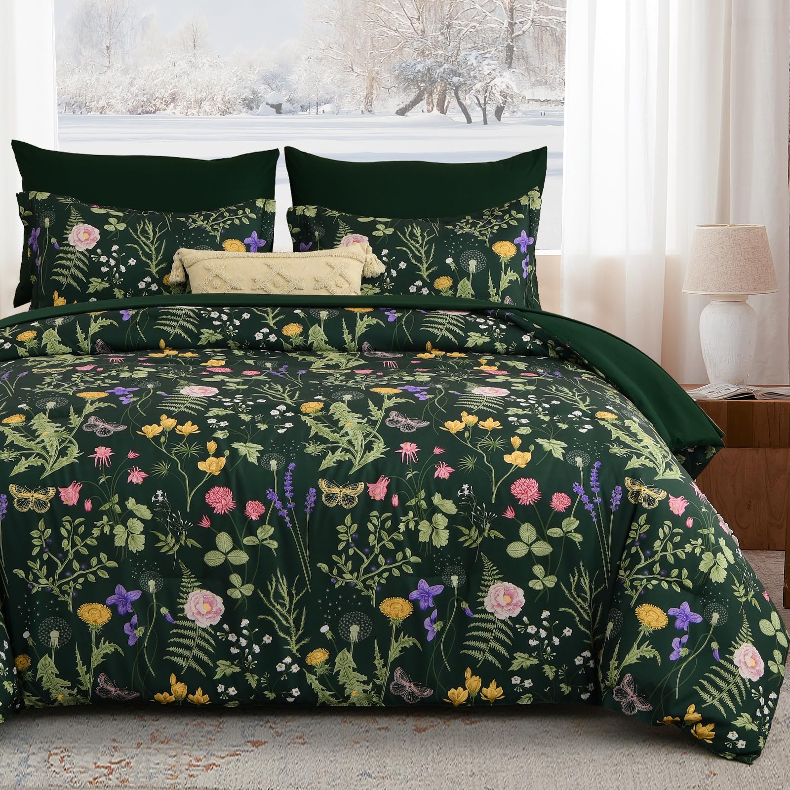 Yiran couette face motif floral montrant design botanique et ambiance décorative