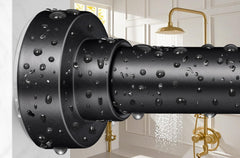 YNL tringle de douche frontale noir mat montrant design moderne et gain de place