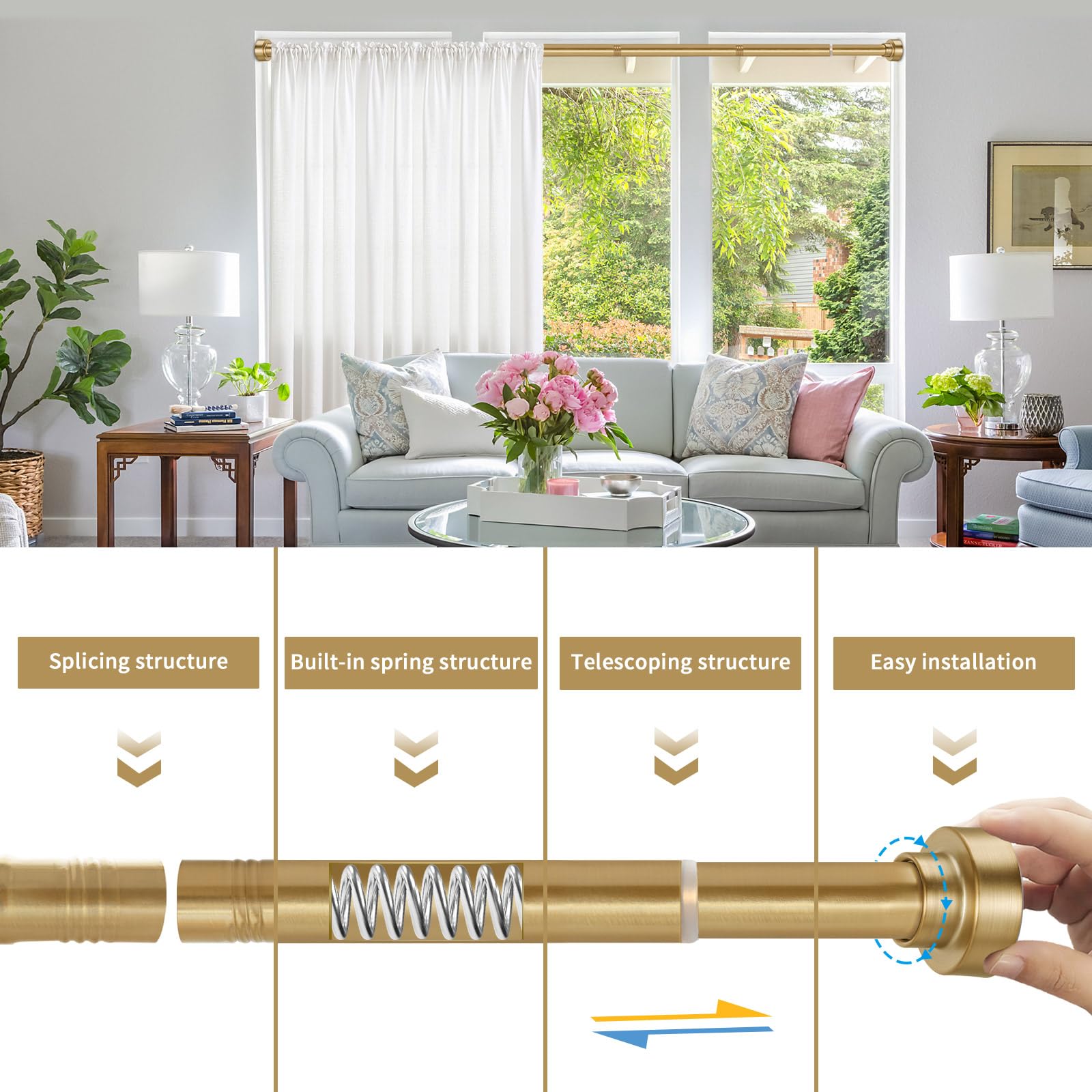 YNL tringle installée dans une salle de bains, solution sans perçage pratique