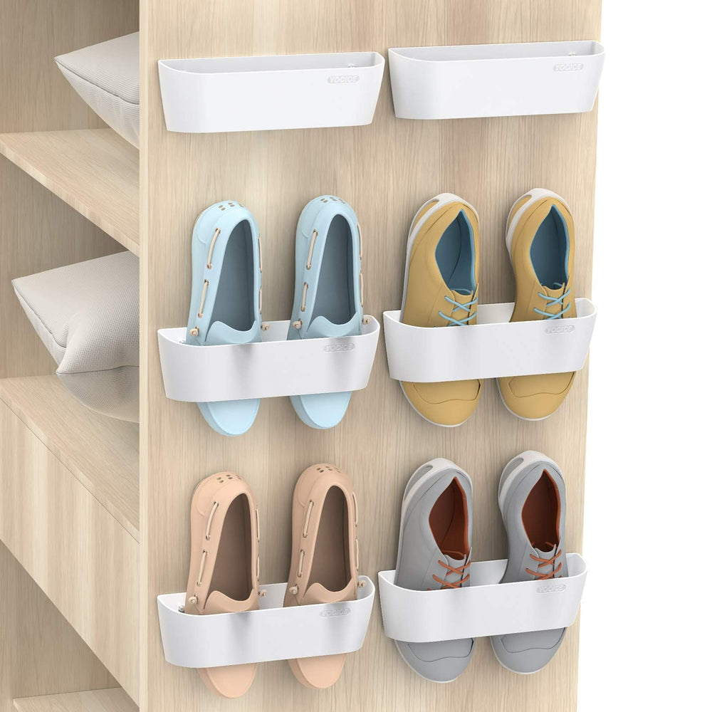 Yocice vue de face du porte-chaussures mural blanc pour gain de place
