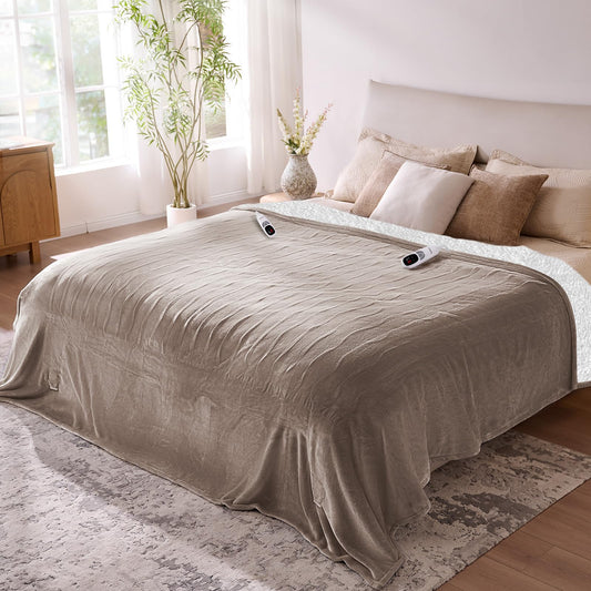 Yokimisu couverture électrique face avant sur lit king, chaleur uniforme et confort