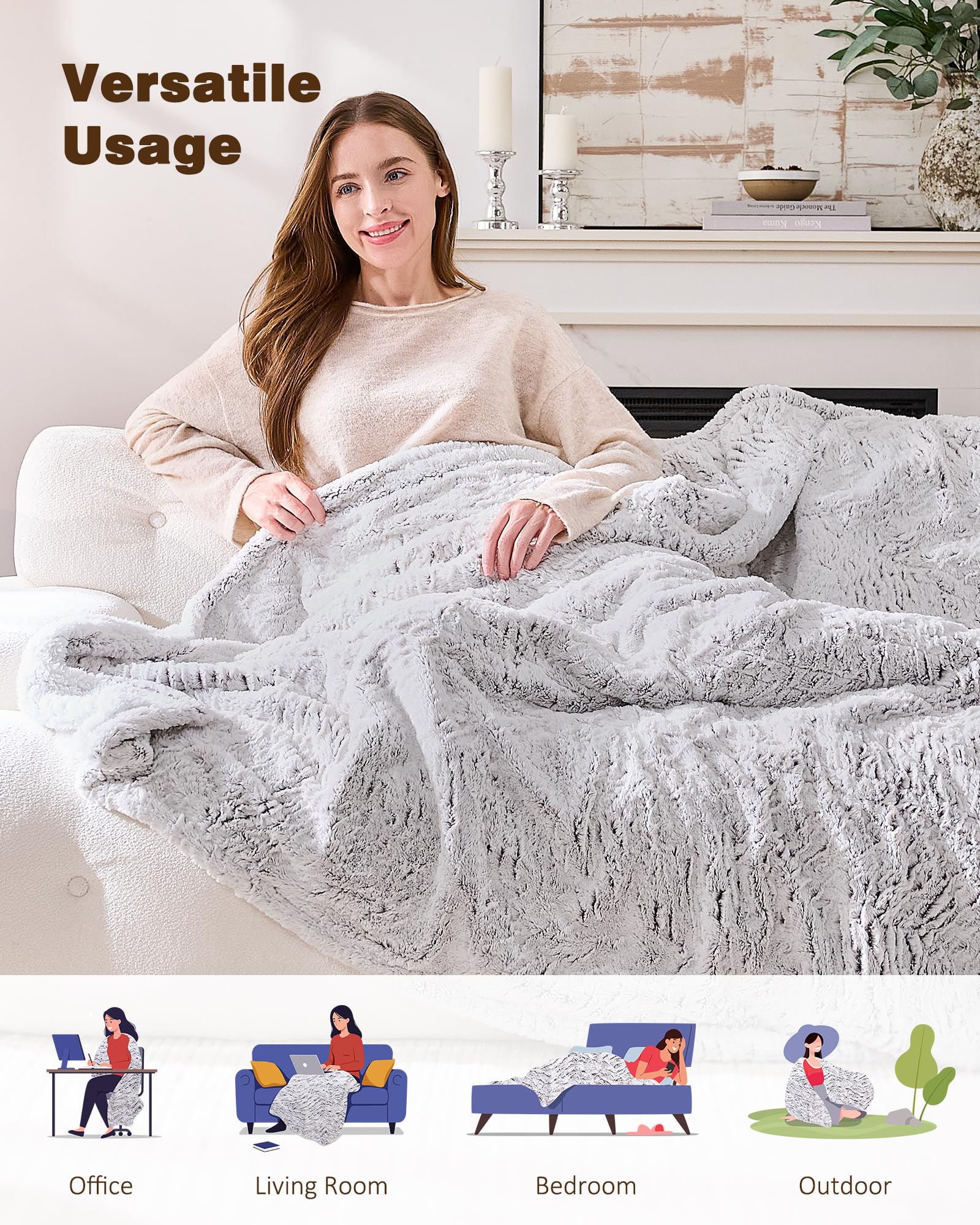 Yokimisu plaid utilisé sur canapé, apporte confort et relaxation