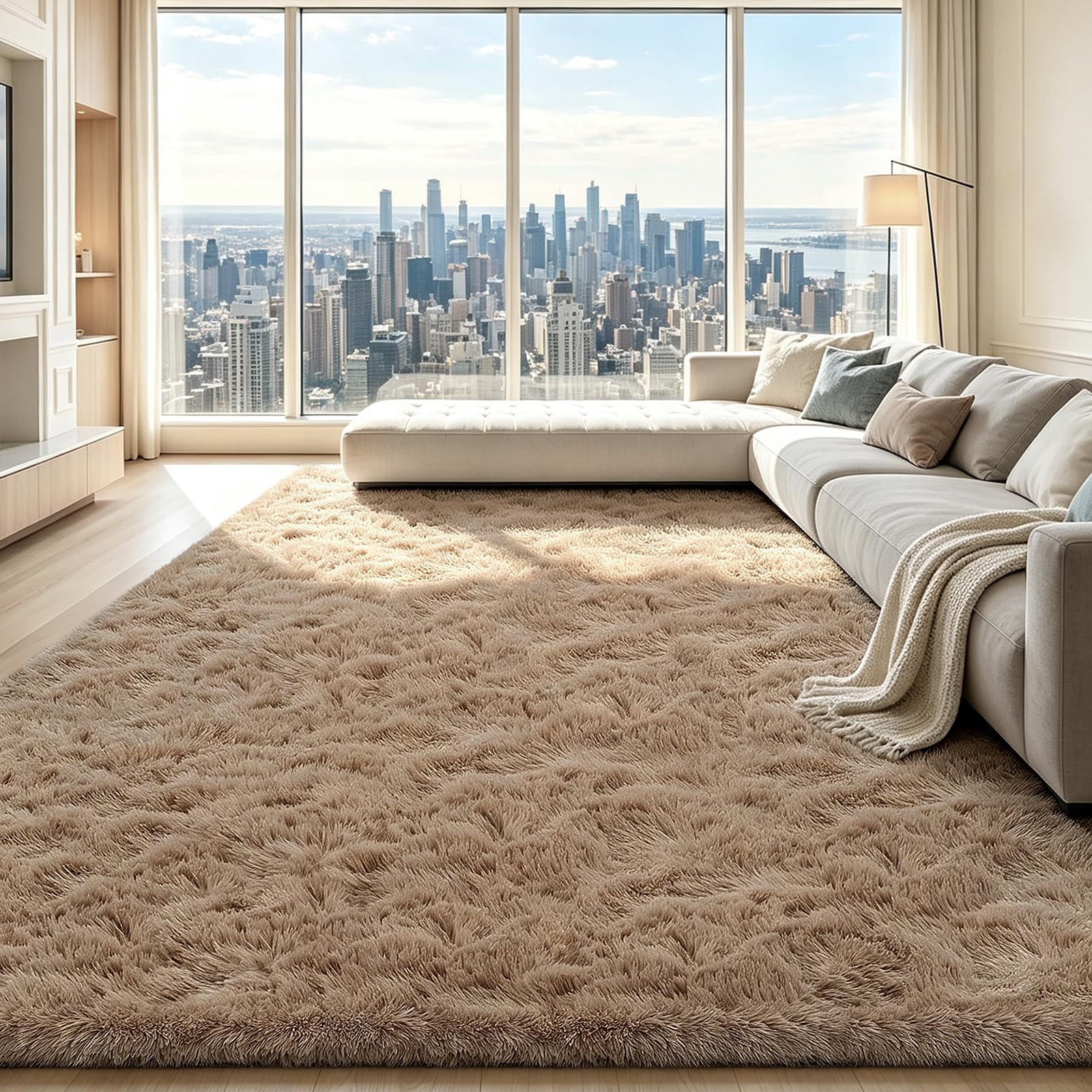 yongyangjuxin vue de face du tapis beige 8x10 montrant son style et confort