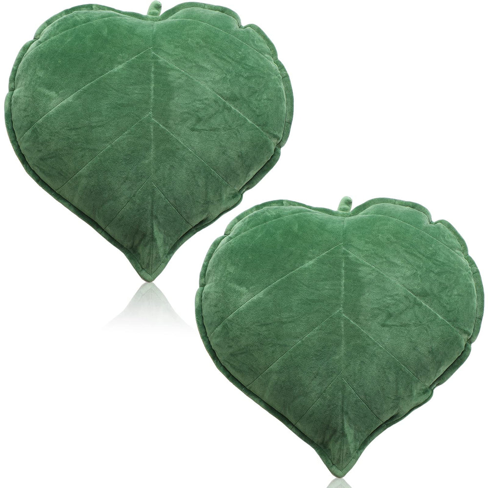 Yookeer coussin feuille front packaging montrant couleur vert foncé et forme 3D pour déco naturelle