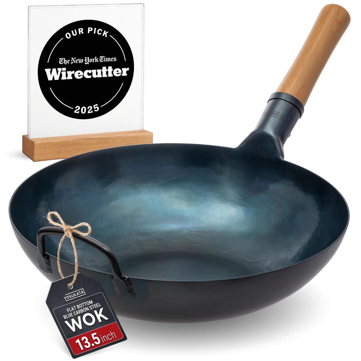 YOSUKATA wok face avant montrant le fond plat et la forme profonde pour meilleurs résultats