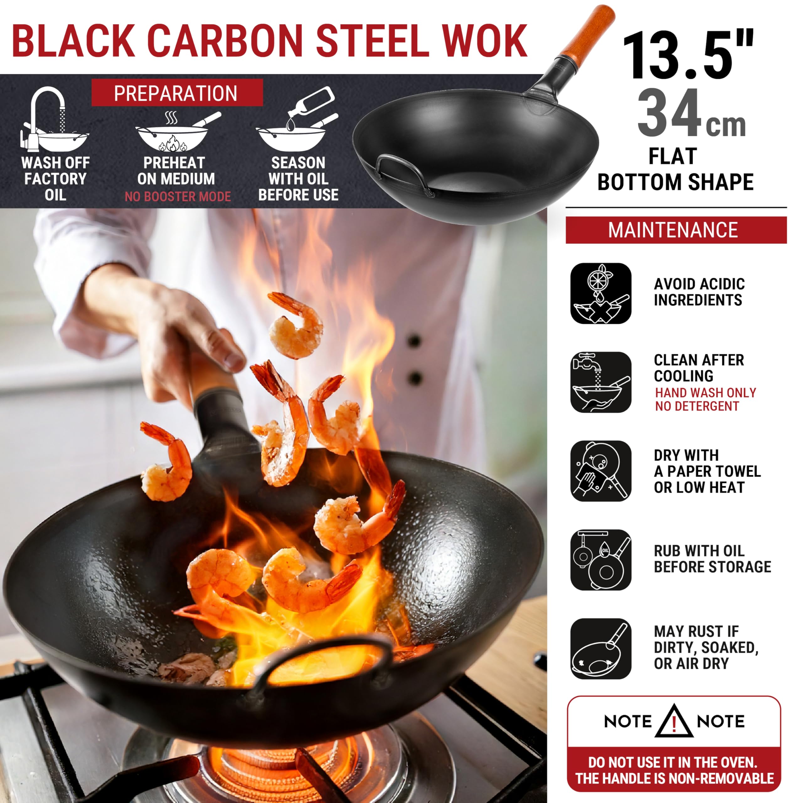 YOSUKATA wok utilisé sur feu à gaz pour saisir rapidement les aliments