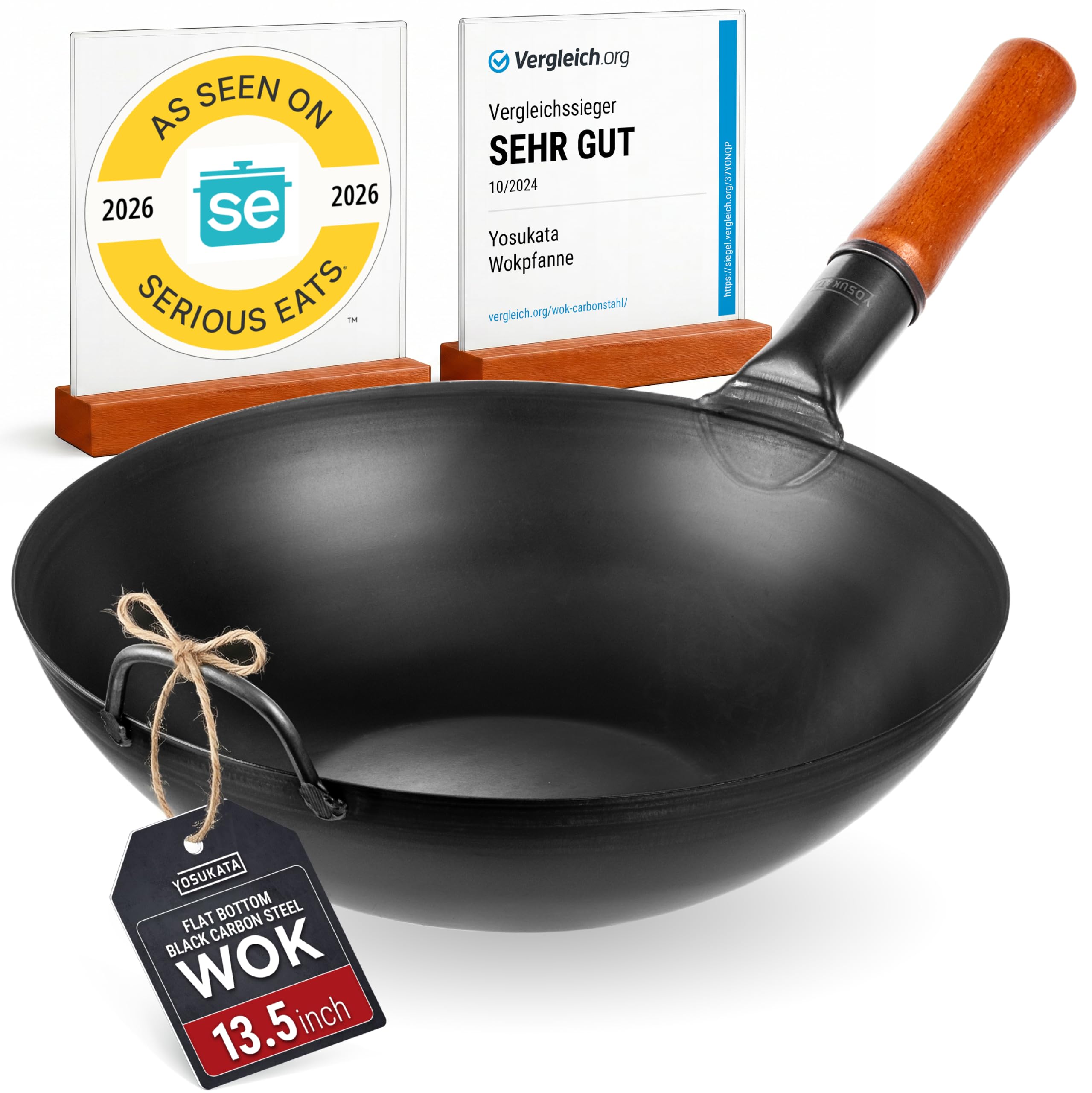 YOSUKATA wok face avant avec boîte montrant robustesse et finition