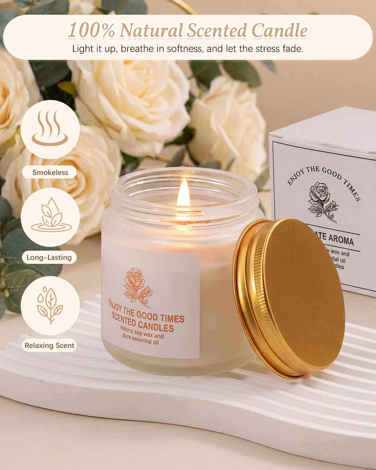 YOTOCK bougie vanille allumée ambiance apaisante et relaxante