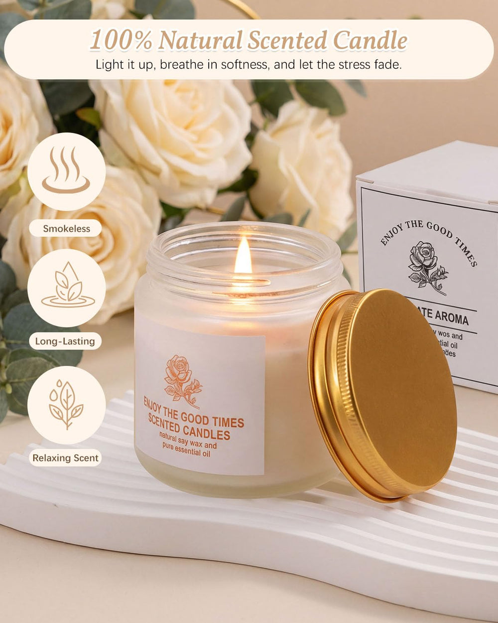 YOTOCK bougie vanille allumée ambiance apaisante et relaxante
