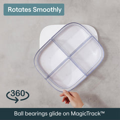 YouCopia détail du rail MagicTrack et roulements à billes pour rotation fluide