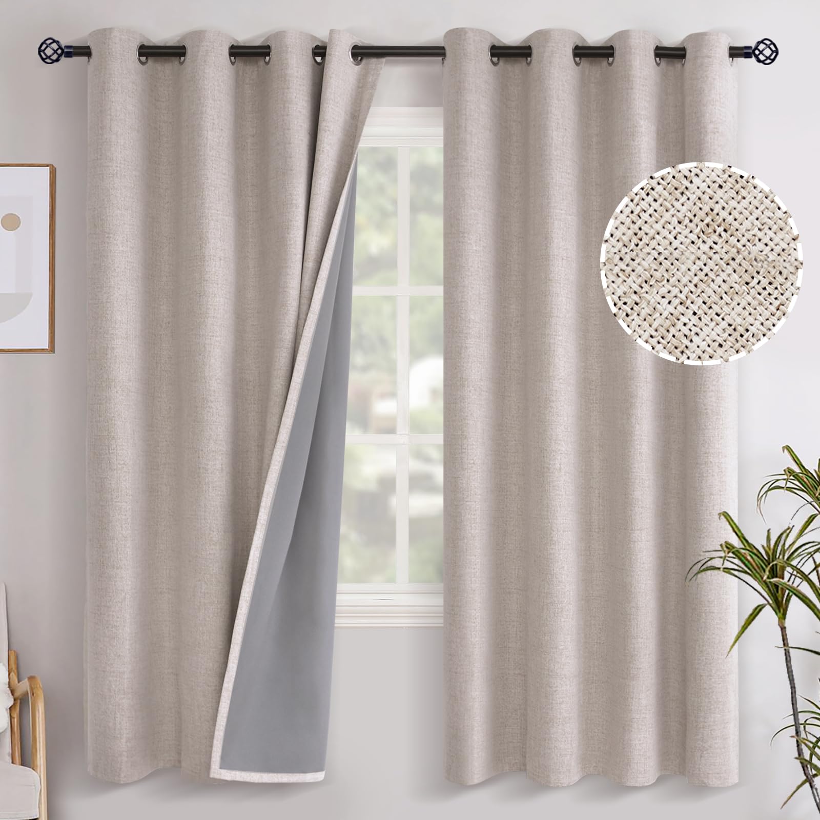YoungsTex rideau face entier beige apportant obscurité et élégance