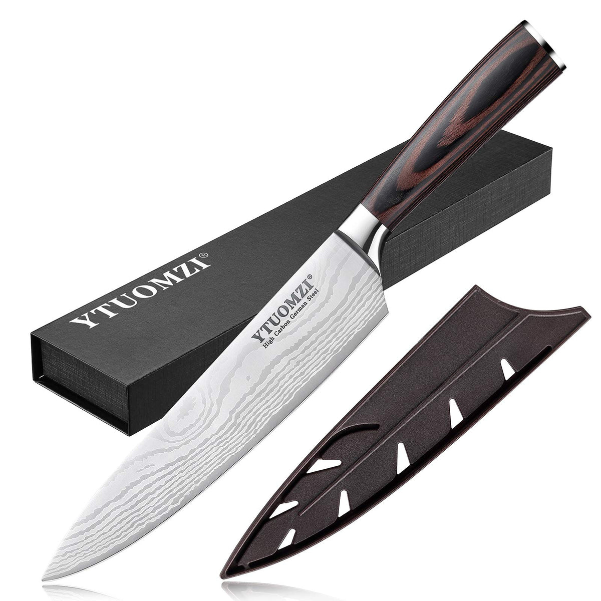 Ytuomzi couteau de chef 8" dans son coffret, cadeau élégant et prêt à offrir