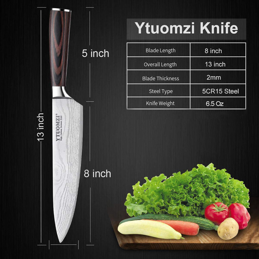 Couteau Ytuomzi découpant des légumes, précision et coupe sans effort