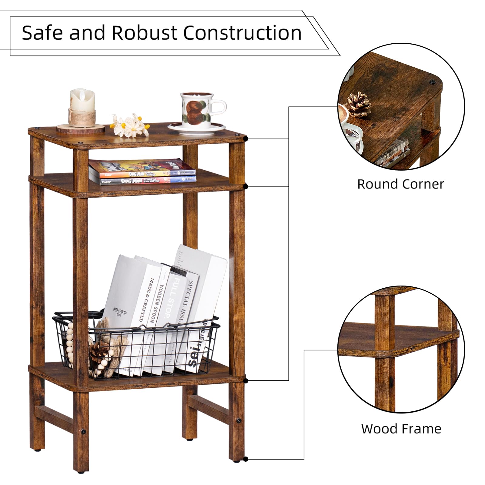 YUFAM table d'appoint vues des trois niveaux pour organiser objets quotidiens