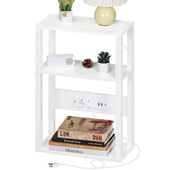 YUFAM table de chevet vue frontale complète montrant rangement et design compact