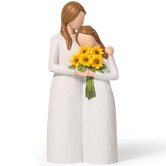 Yuideary figurine mère et fille face montrant tendresse et décoration chaleureuse
