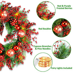 YULETIME boules rouges et aiguilles apportent éclat et contraste décoratif