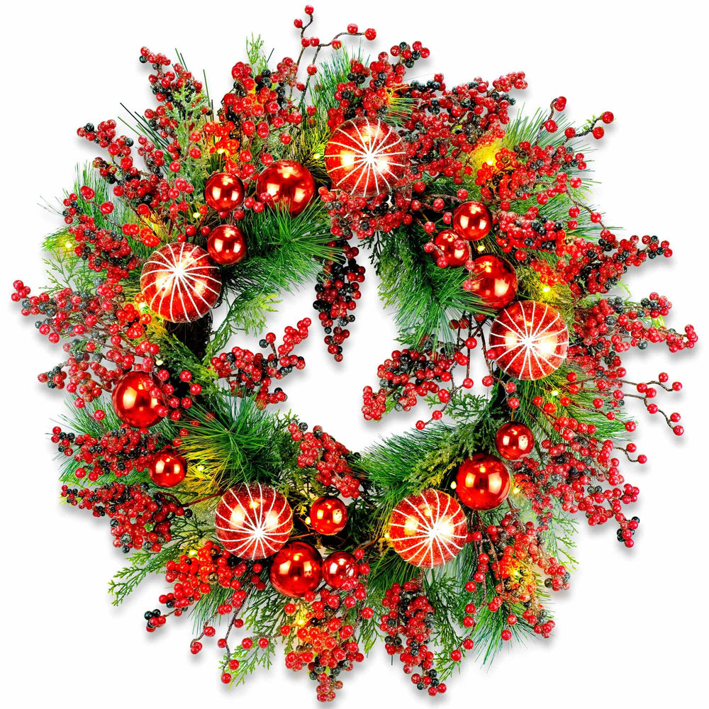 YULETIME couronne sur porte 24" crée une entrée festive accueillante