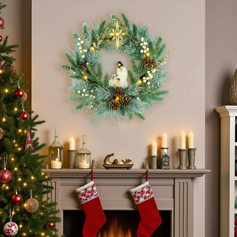 YULETIME détail de la Sainte Famille en résine, finition soignée et symbolique