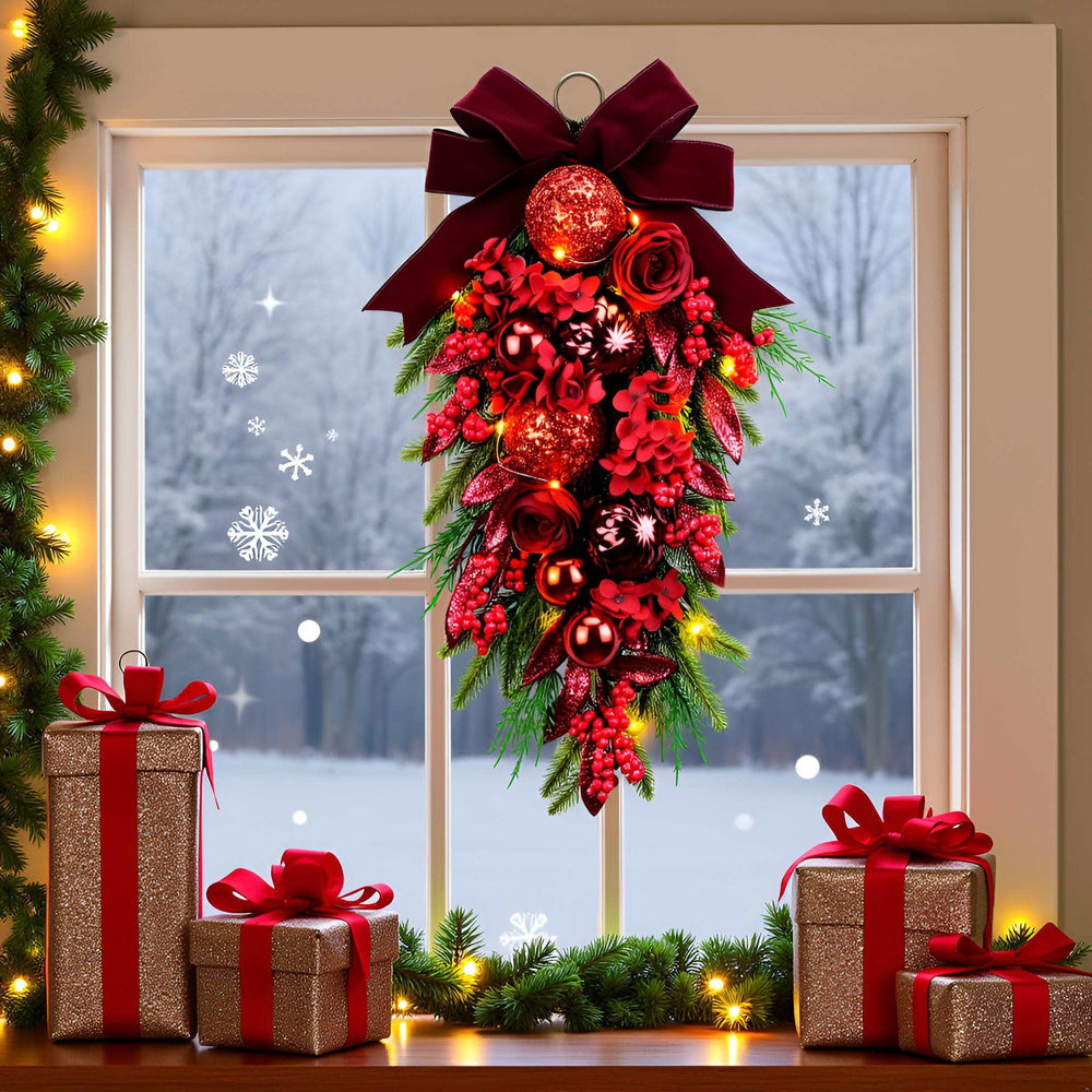 YULETIME gros plan hydrangea rouge montrant texture et couleur vive