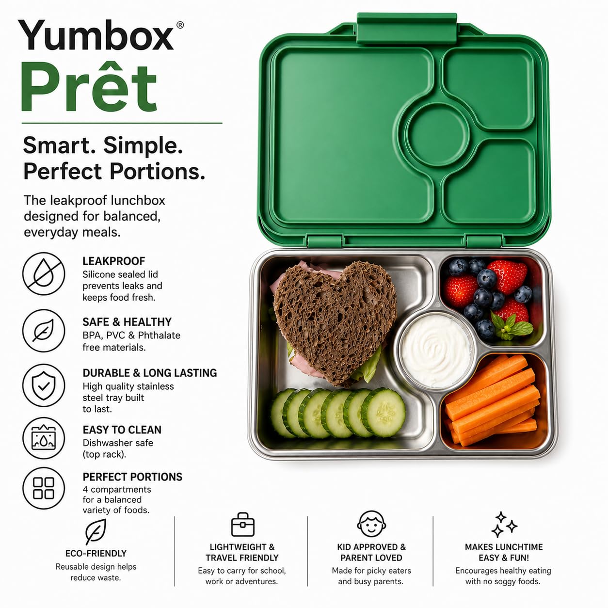 Yumbox Prêt rempli d'un sandwich et accompagnements prêt à emporter