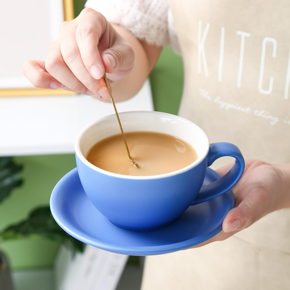 Yundu tasse avec latte art vue de dessus illustrant la capacité