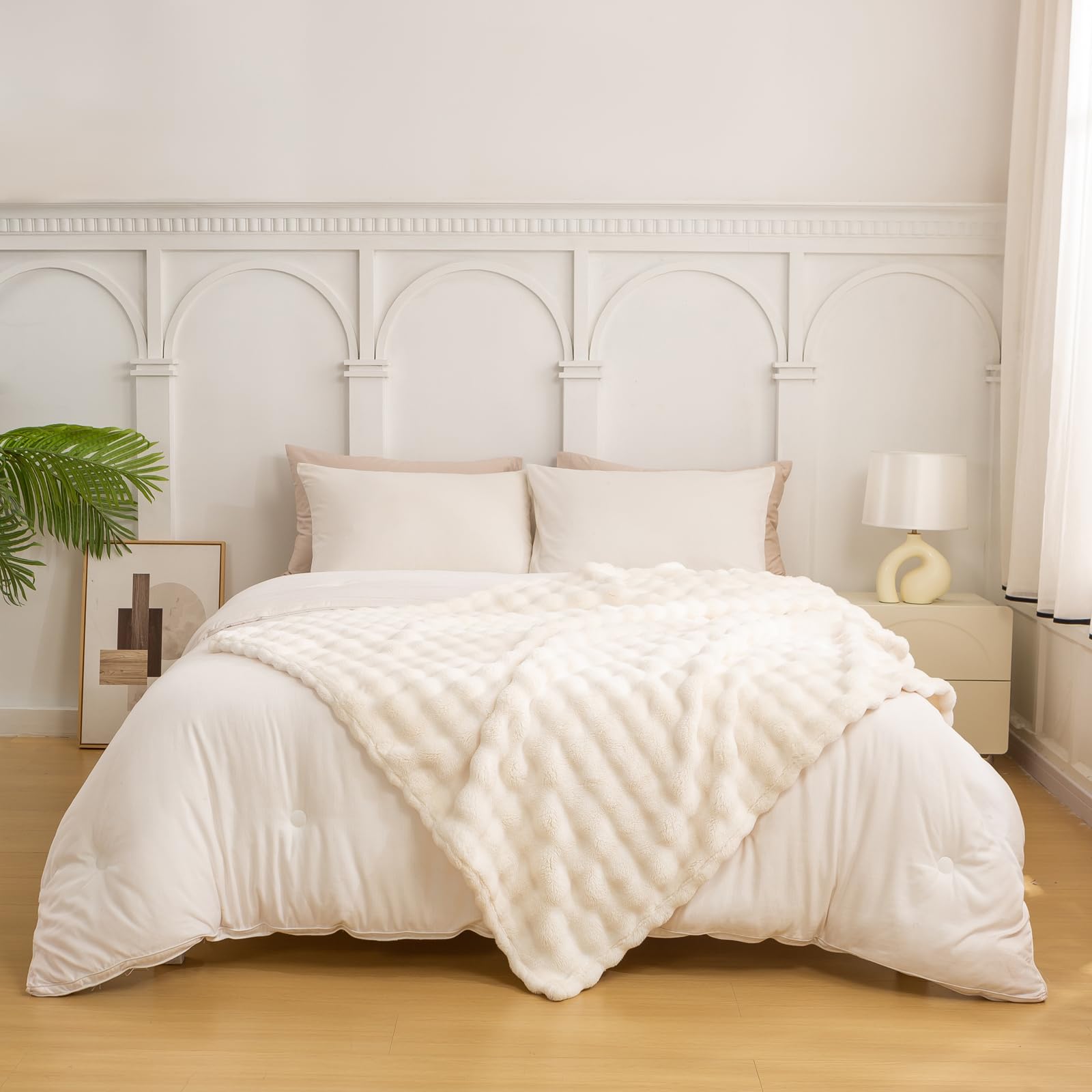 YUSOKI plaid posé sur lit illustrant ambiance cosy chambre