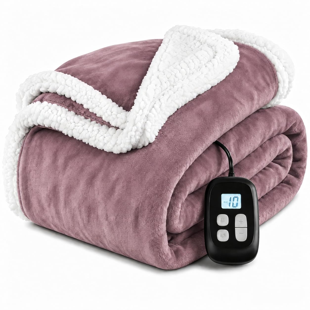 YUSTAL couverture chauffante face avant montrant couleur violette et design confortable