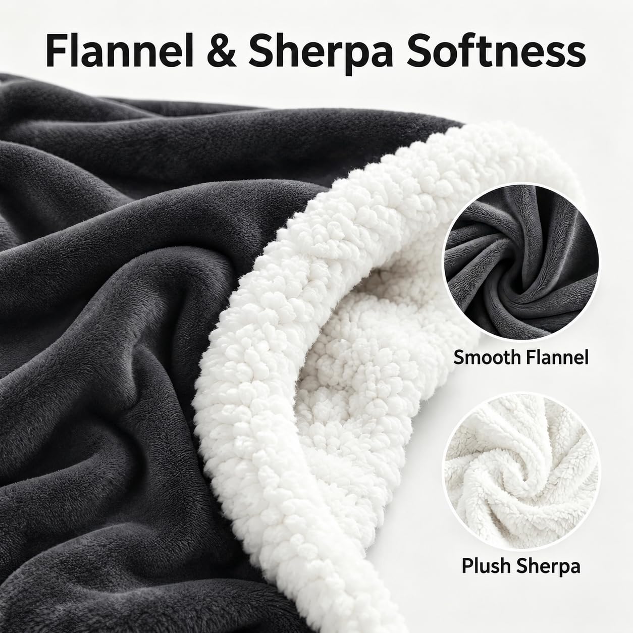 YUSTAL gros plan sur la texture en flanelle double couche offrant chaleur et toucher moelleux