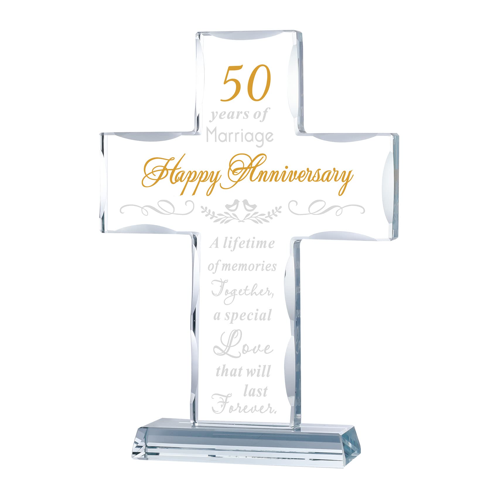 YWHL croix en verre face décorative, cadeau mémorable d'anniversaire